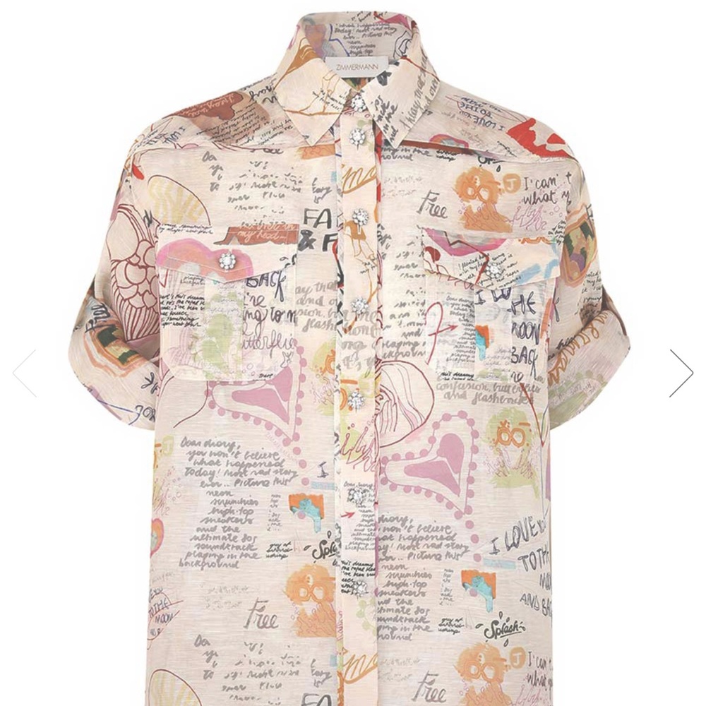 Zimmermann Crush Rolled Sleeve Shirt Top
